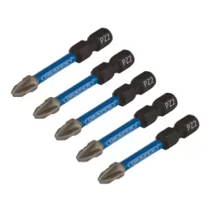 Image of Draper Expert 05647 5pc PZ-Type Impact Screwdriver Bits, No. 2 x 50mm, 1/4" Hex