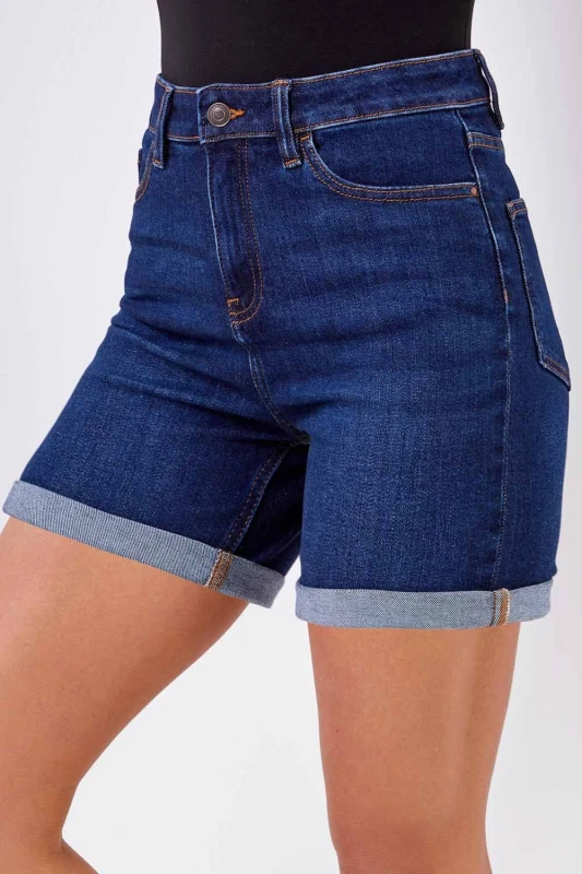 Image of Roman Womens Stretch Denim Mom Shorts in Indigo Size: 16 Indigo Female 16