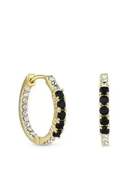 Image of Jon Richard Gold Plated Jet Cubic Zirconia Huggie Earrings