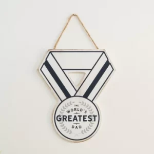 Image of World's Greatest Dad Wooden Medal Plaque