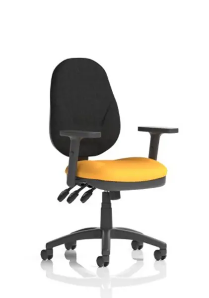 Image of Eclipse XL III Eclipse XL Lever Task Operator Chair Black Back Bespoke Seat With Height Adjustable Arms In Yellow KCUP0907
