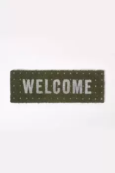 Image of Green 'Welcome' Non-Slip Coir Doormat