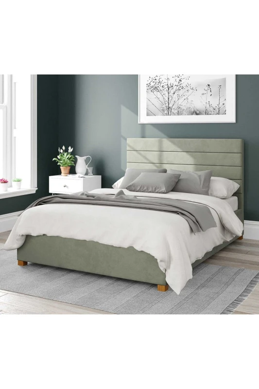 Image of Aspire Aspire Kelly Upholstered Ottoman Storage Bed, Plush Velvet Fabric in Duck Egg Blue Size: Single Duck Egg Blue Single Unisex 5057632178459
