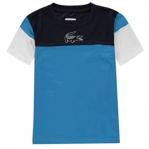 Image of Lacoste Junior Boys Block Colour T Shirt - Nvy Blu/White