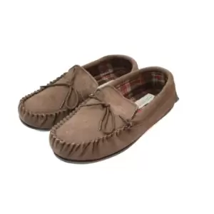 Image of Eastern Counties Leather Mens Fabric Lined Moccasins (11 UK) (Taupe)