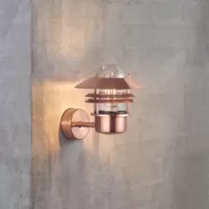 Image of Blokhus Outdoor Patio Terrace Metal Wall Light in Copper (Diam) 25cm