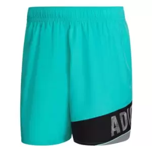 Image of adidas Wording Swim Shorts Mens - Green