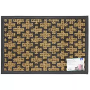 Image of Alba Woven Tuffscrape Rubber Coir Entrance Door Mat, Cross, 40 x 60cm - JVL