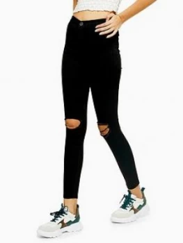 Image of Topshop Ripped Joni Jeans - Black