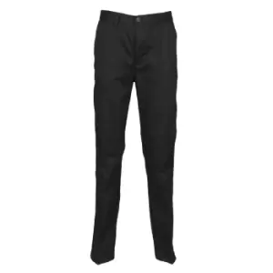 Image of Henbury Womens/Ladies 65/35 Flat Fronted Slim Fit Chino Work Trousers (Small x Regular) (Black)