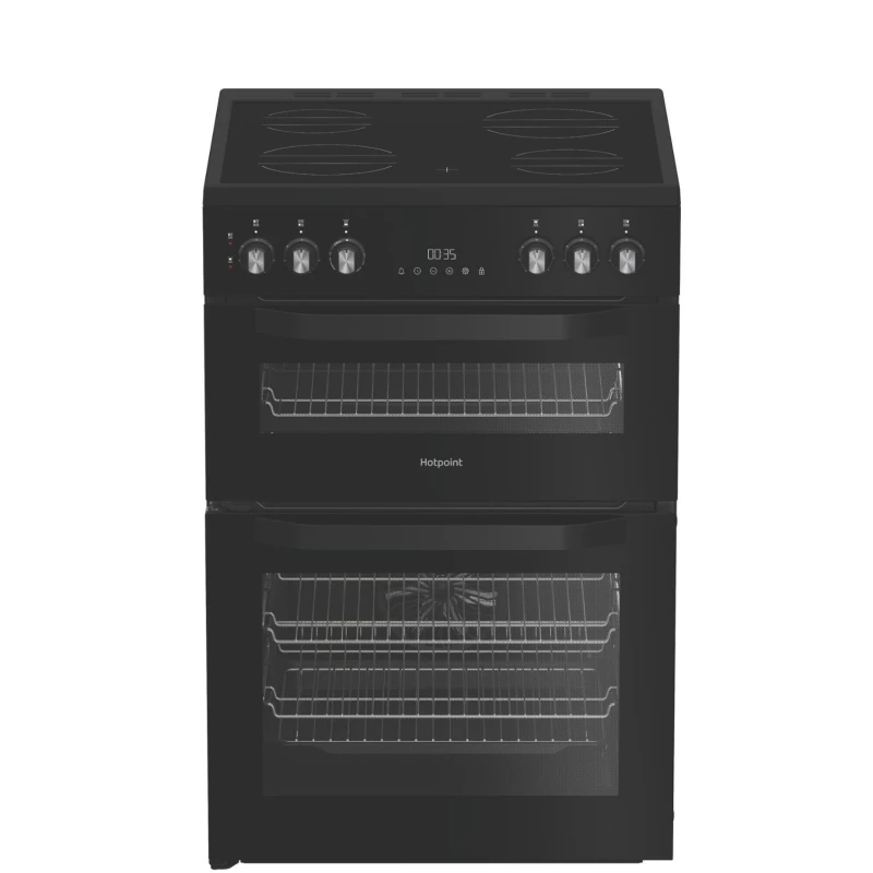 Image of Hotpoint HTE6VDCB1 Single Oven Electric Cooker with Ceramic Hob - Black - A Rated