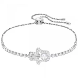 Image of Ladies Swarovski Silver Plated Subtle Hamsa Hand Bracelet