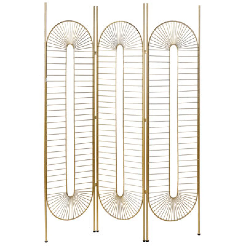 Image of Beliani 3 Panel Room Divider Noale Gold 135cm 170 Cm