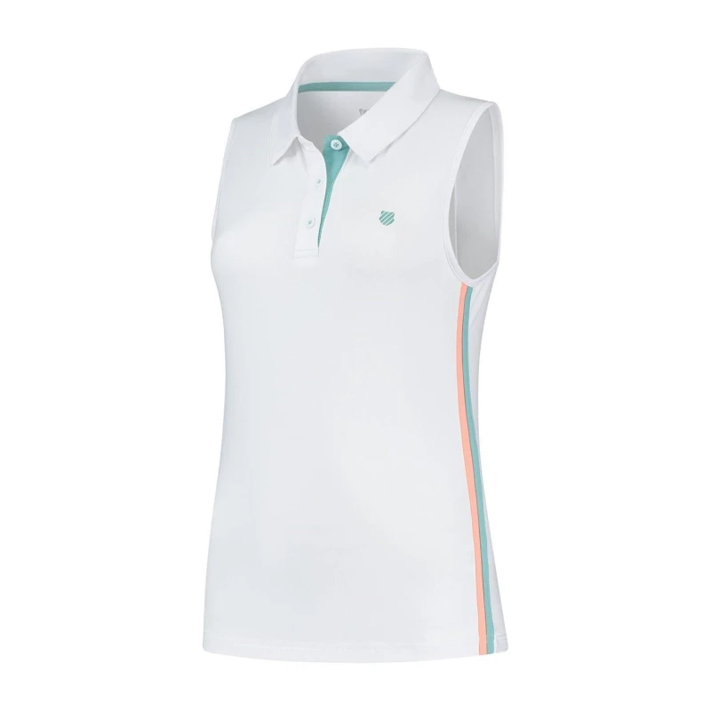 Image of K Swiss Sleeveless Performance Polo Shirt Womens - White White 8