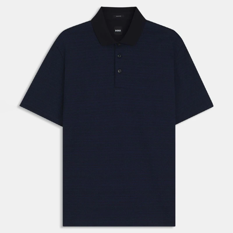 Image of Boss H-Parris 102 Mercerised Cotton Polo Shirt Dark Blue male S