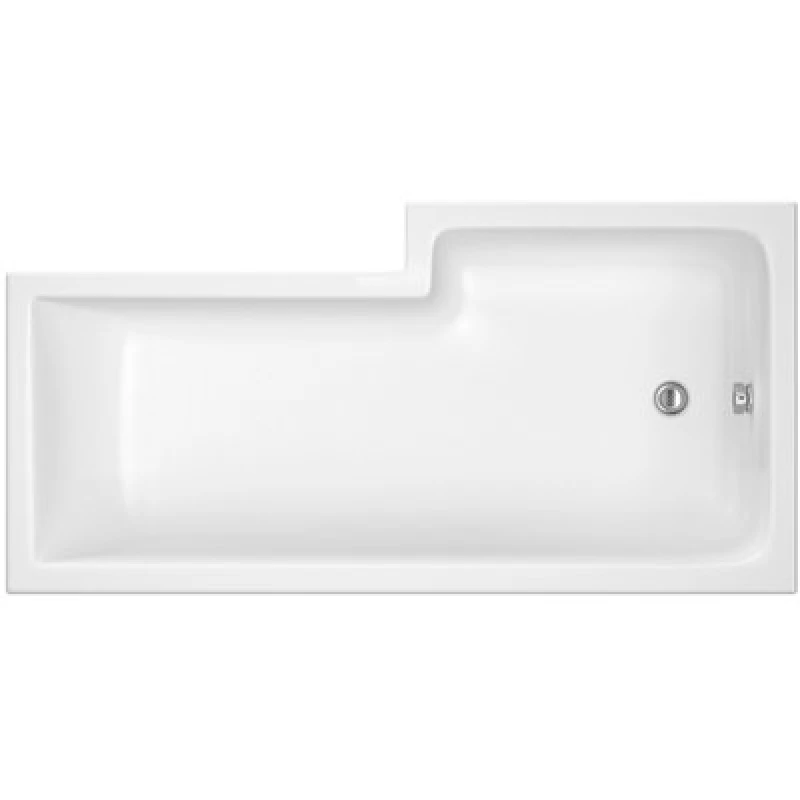 Image of Balterley L Shape Left Hand Shower Bath Tub with Leg Set 1500mm White