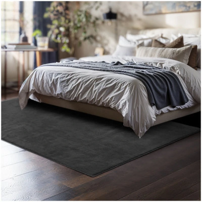 Image of Tectake Rug Zonelle - Short Pile And Ultra-Soft, Rectangular Or Round 120 X 170 Cm - Anthracite