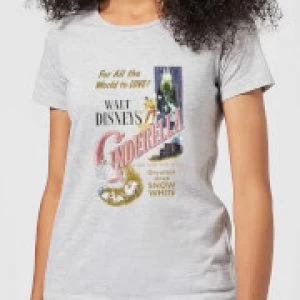 Image of Disney Princess Cinderella Retro Poster Womens T-Shirt - Grey - M