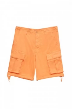 Image of Mens French Connection Garment Dye Military Twill Shorts Orange