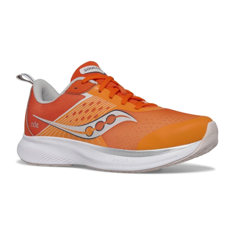 Image of Saucony Ride Running Shoe Orange female 13 child