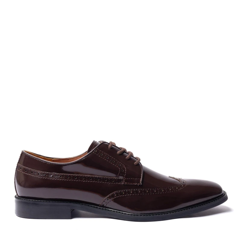 Image of Giorgio Men Brogue Leather Oxford Shoes - Brown Brown 6.5