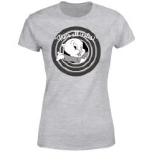 Image of Looney Tunes That's All Folks Porky Pig Womens T-Shirt - Grey - XL
