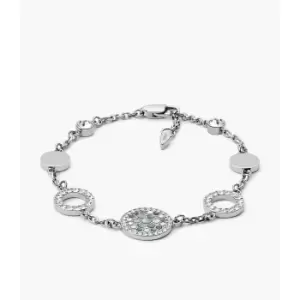 Image of Fossil Womens Val Mosaic Mother-Of-Pearl Disc Station Bracelet - Gray / Silver