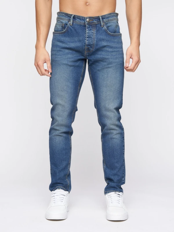 Image of Crosshatch Crosshatch Men Buraca Slim Fit Jeans in Mid Blue Size: 40S Mid Blue 40S Male 5059294162791