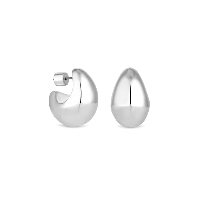 Image of Jon Richard Silver Plated Curved Domed Earrings Silver female