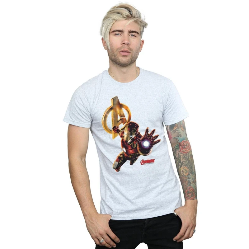Image of Marvel Marvel Men Iron Man Pose T-Shirt in Grey Size: Small Grey S Male 5057245970617