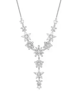 Image of Jon Richard Rhodium Plated Cubic Zirconia Floral Y Necklace