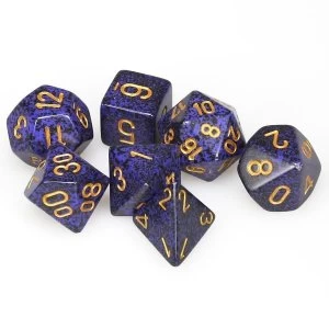 Image of Chessex Speckled Poly 7 Dice Set: Golden Cobalt