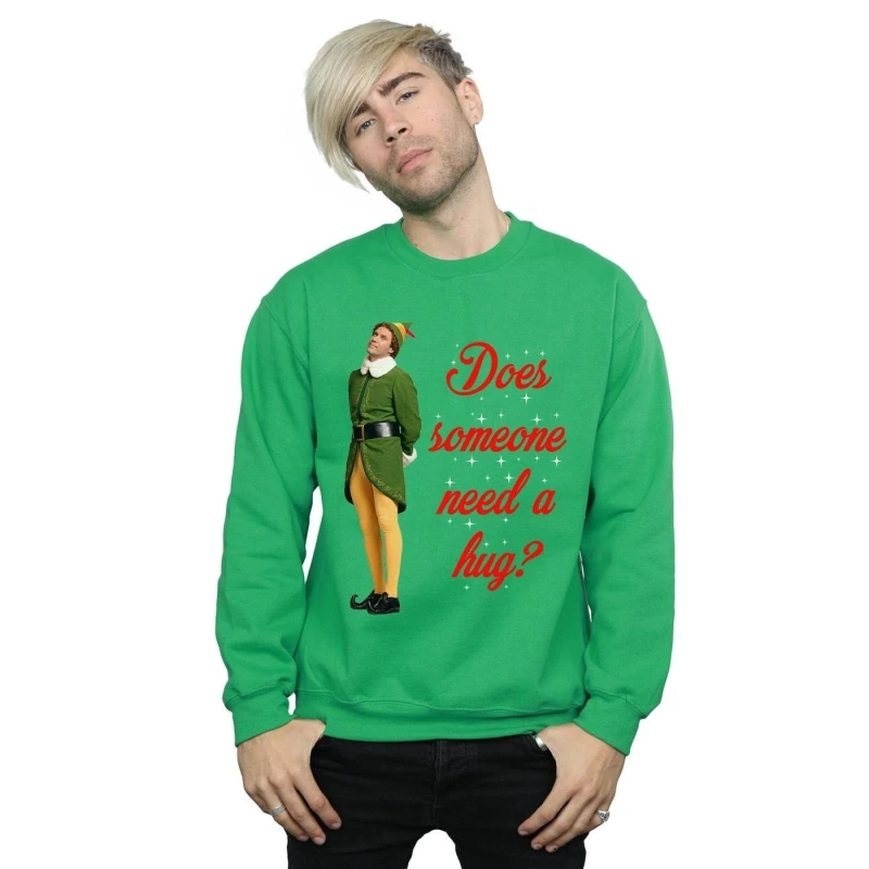 Image of Elf Elf Men Hug Buddy Sweatshirt in Green Size: Small Green S Male 5057736084601