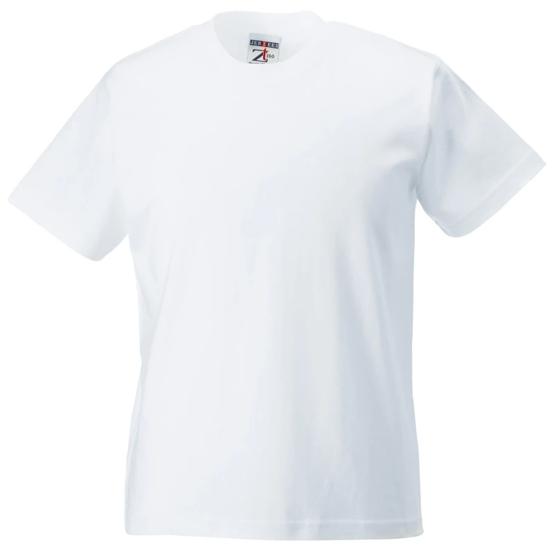 Image of Jerzees Schoolwear Jerzees Schoolgear Classic Plain T-Shirt in White Size: 3-4 Years White Unisex 3-4 Years