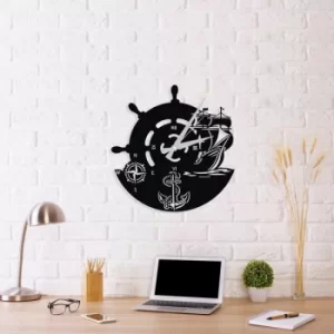 Image of Anchor Clock v-2 Black Decorative Metal Wall Clock