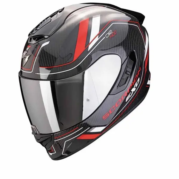 Image of Scorpion EXO-1400 Evo II Carbon Air Mirage Black Red White Full Face Helmet M