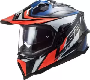 Image of LS2 MX701 Explorer C Focus Carbon Motocross Helmet, white-red-blue Size M white-red-blue, Size M