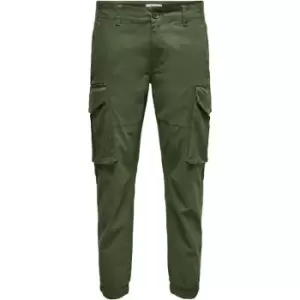 Image of Only and Sons Cargo Trousers - Green