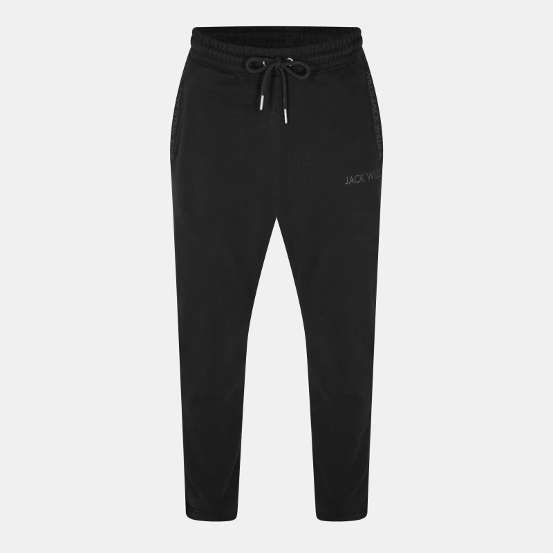 Image of Jack Wills Mens JW Jacquard Open Hem Fleece Joggers Black male XS