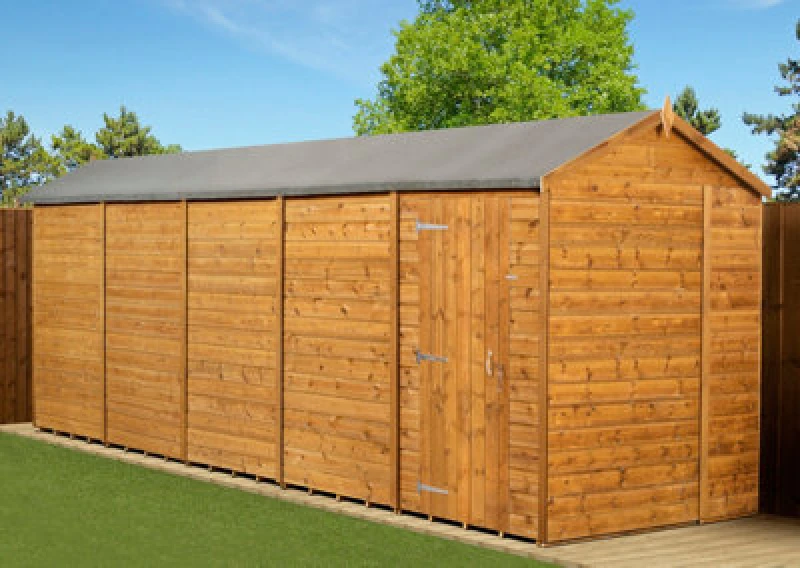 Image of Empire Sheds Empire Modular Apex 6X20 Dipped Treated Tongue And Groove Wooden Garden Shed Single Door No Windows (6' X 20' / 6ft X 20ft) (6X20)