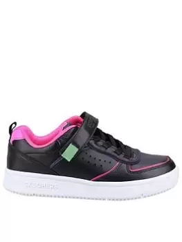 Image of Skechers Court Squad Color Remix Trainer, Black, Size 2 Older