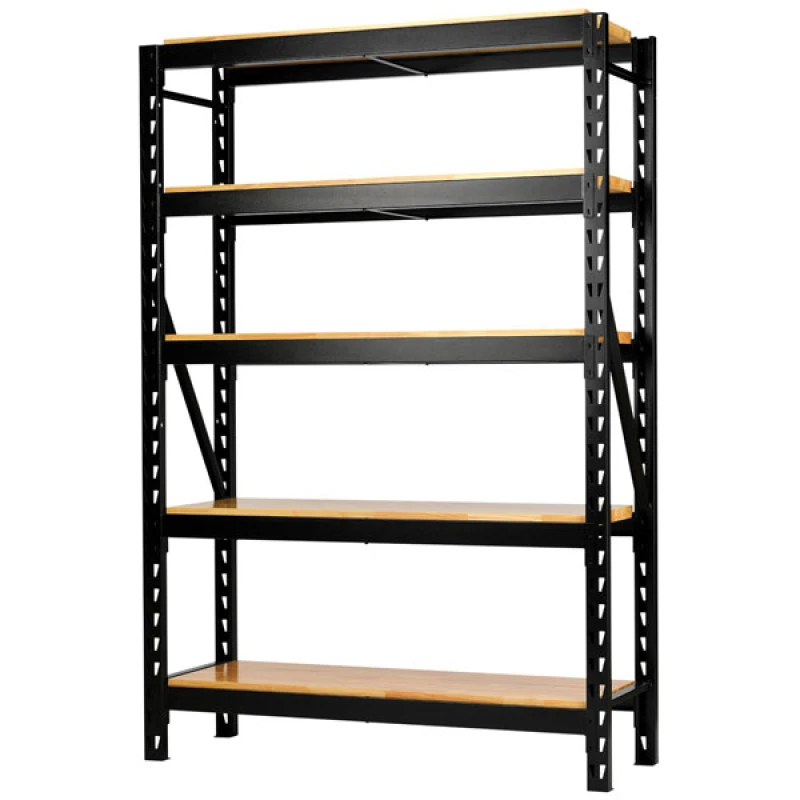 Image of Bunker 22 Piece Modular 5 Tier Hardwood Shelf Racking Unit 27995 Colour: Black