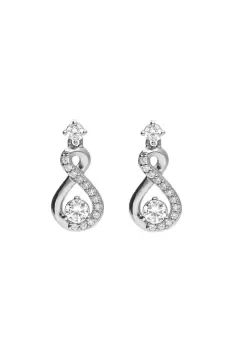 Image of Sterling Silver Cubic Zirconia Infinity Symbol Drop Stud Earrings