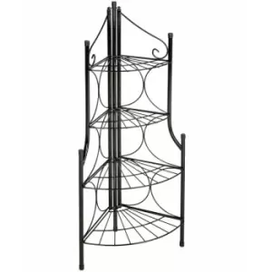Image of Corner plant stand with 4 levels - outdoor plant stand, pot stand, plant shelf - black