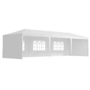 Image of Outsunny Garden Gazebo Marquee Party Wedding Tent Canopy (9m x 3m) - White