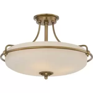 Image of 4 Bulb Semi Flush Light Weathered Brass LED E27 100W Bulb