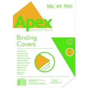 Image of Fellowes Apex A4 Leatherboard Covers Black Pack of 100 6501001