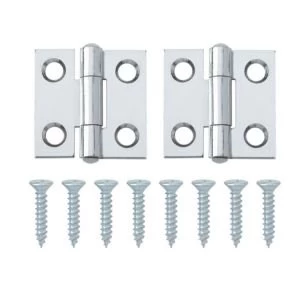Image of Chrome effect Metal Butt hinge Pack of 2