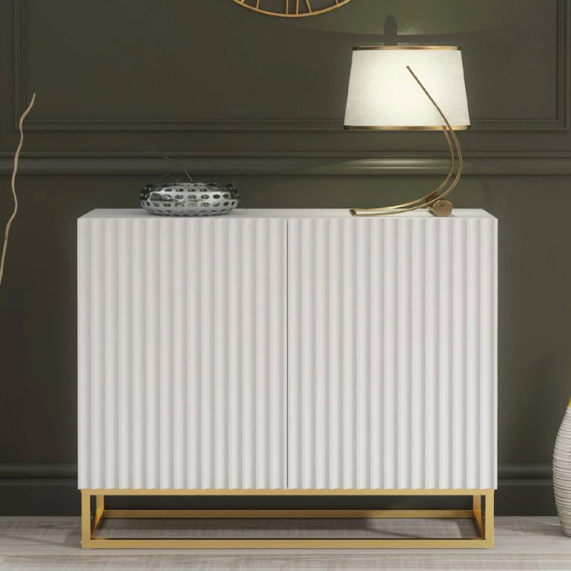 Image of Creative Furniture Ripple Sideboard 100cm - White with Fluted Doors White Unisex