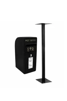 Image of Black Royal Mail Post Box with Stand